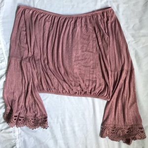 Pink off-shoulder long sleeve